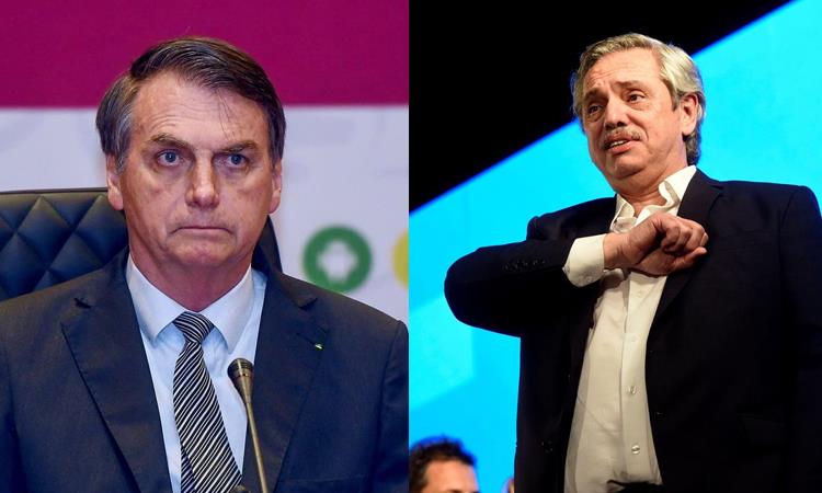Jair Bolsonaro, presidente de Brasil, y Alberto Fernández, presidente electo de Argentina. Foto: EFE