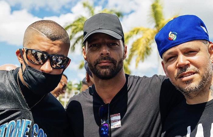 Ricky Martin, Residente y Bad Bunny estuvieron presentes en las protestas en Puerto Rico. Foto: Twitter
