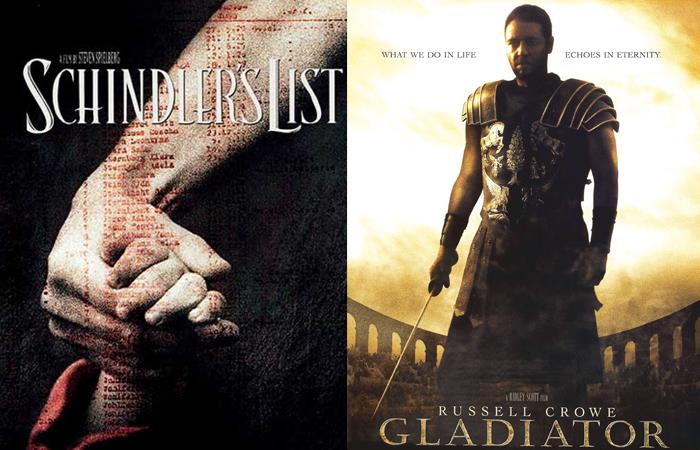 "La lista de Schindler" y "Gladiador" obtuvieron el Premio Óscar a mejor película. Foto: Twitter