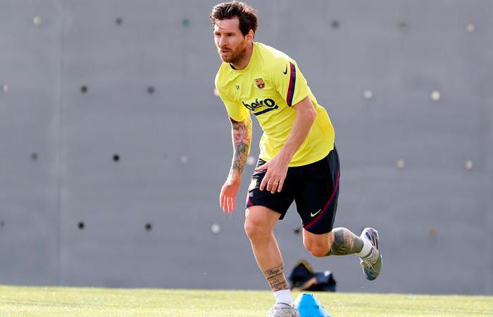 Lionel Messi en entrenamientos con Barcelona. Foto: EFE