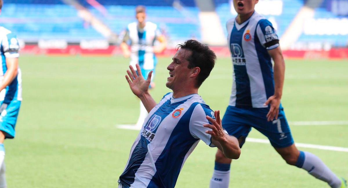 Bernardo Espinosa celebra su gol con Espanyol. Foto: Prensa Espanyol