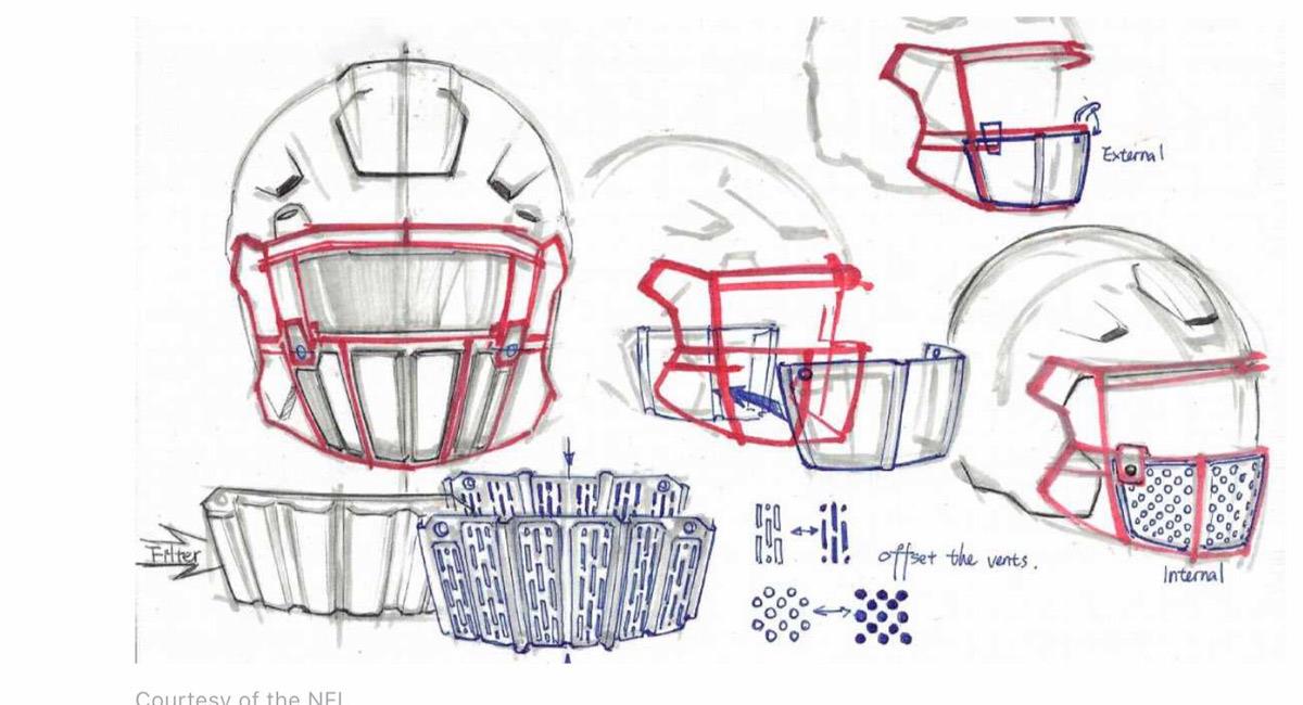 Este es el casco diseñado por Oakley para prevenir el contagio del coronavirus en el fútbol americano. Foto: Reproducción Internet