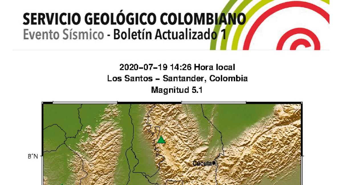 Temblor en Colombia. Foto: Twitter @sgcol