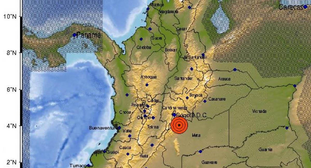 El sismo tuvo como epicentro el municipio de Acacías, Meta. Foto: Twitter / @sgcol