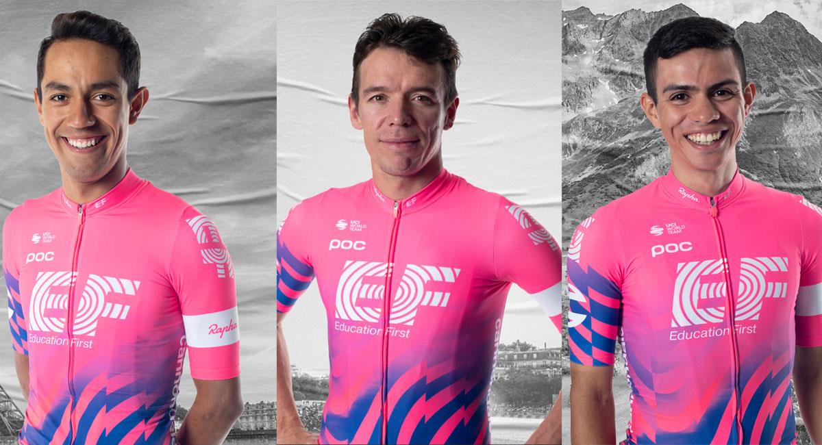 Daniel Martínez, Rigoberto Urán y Sergio Higuita estarán presentes en el Tour de Francia. Foto: Twitter @EFprocycling