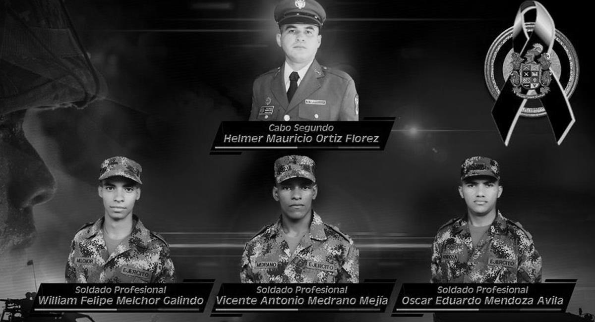 El Ejército lamentó el fallecimiento de estos cuatro militares. Foto: Twitter / @COMANDANTE_EJC
