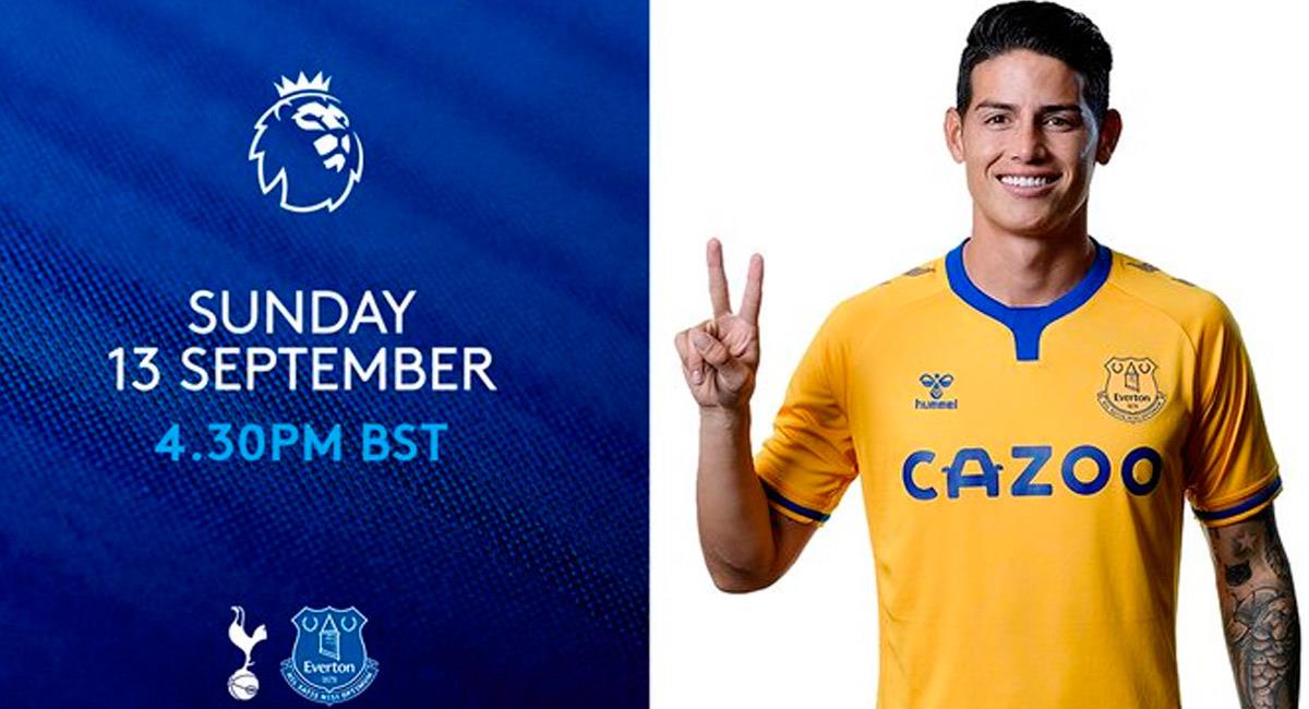 James Rodríguez se estrenaría con Everton en el primer partido ante Tottenham. Foto: Twitter @Everton