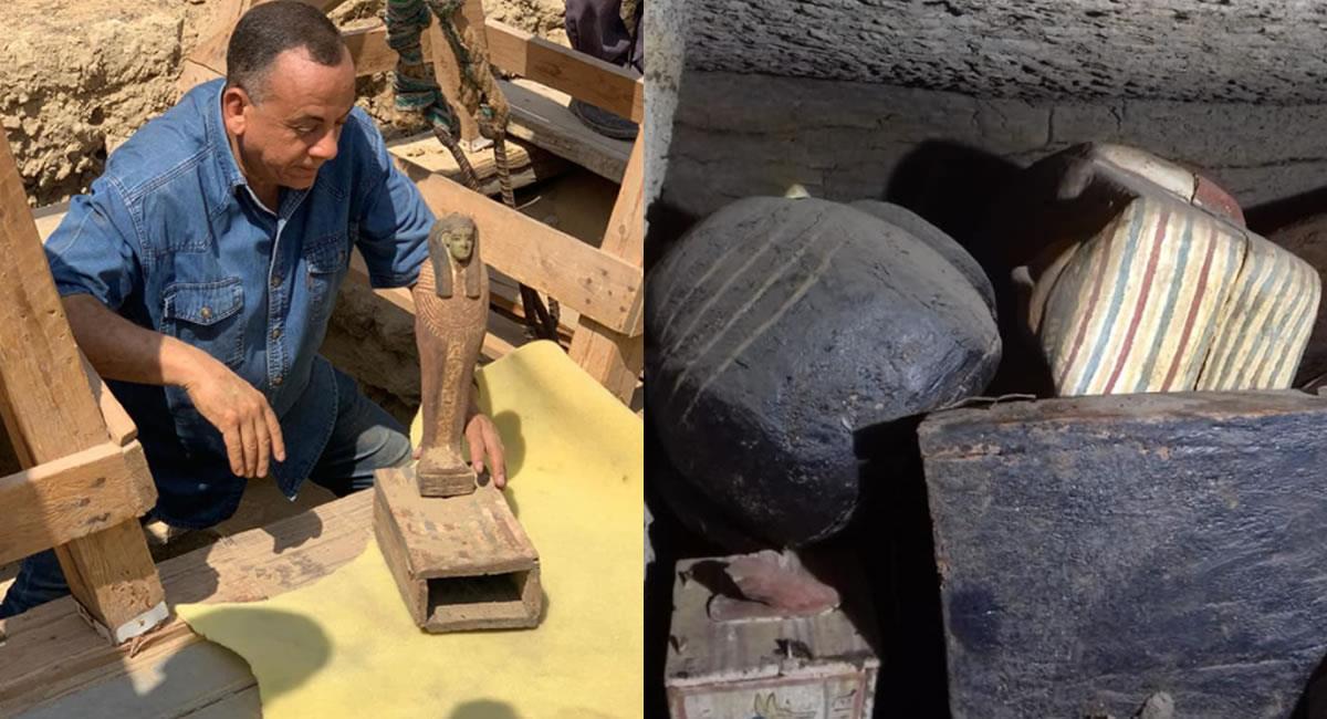 Los sarcófagos estarían bajo tierra en Saqqara, la necrópolis de Memfis. Foto: Facebook Ministerio de Turismo y Antiguedades