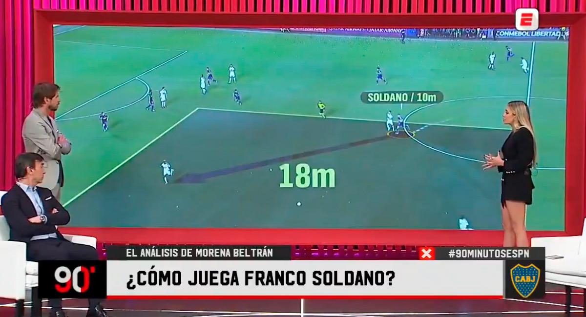 Morena Beltrán hace análisis que nunca han realizado las periodistas deportivas colombianas. Foto: Twitter @ESPNFCarg