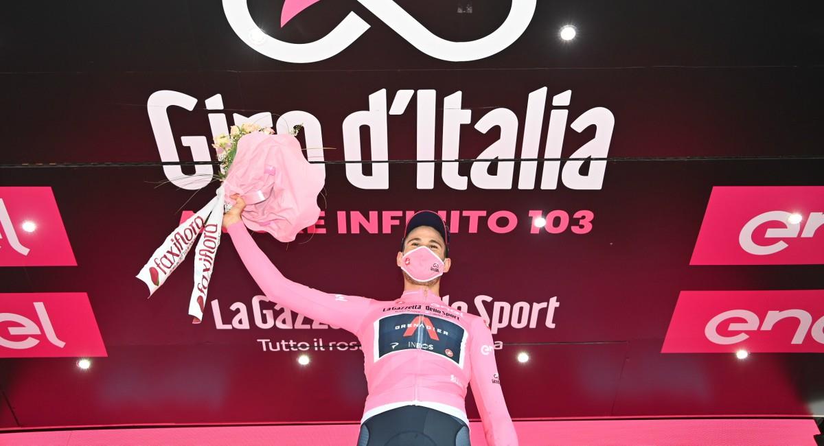 Filippo Ganna es el primer líder del Giro de Italia. Foto: Twitter Prensa redes Giro de Italia
