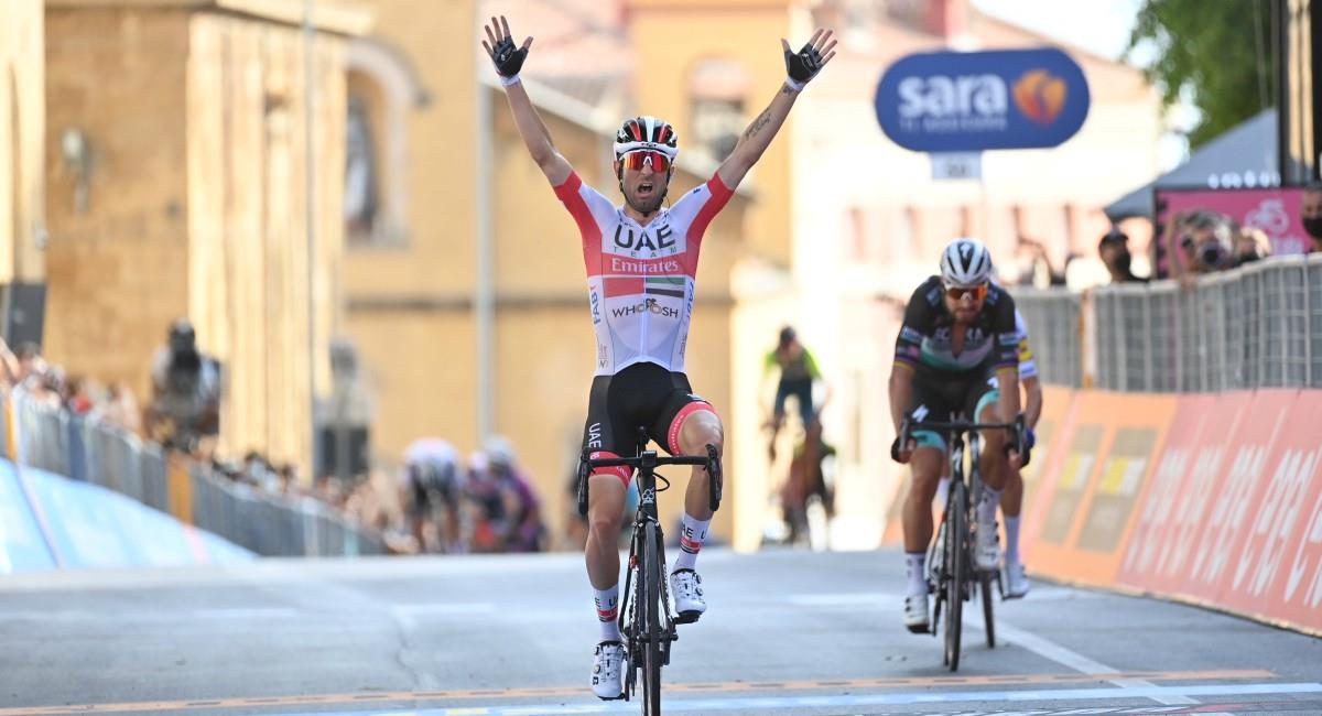 Diego Ulissi gana la segunda etapa del Giro de Italia. Foto: Twitter Prensa redes Giro de Italia