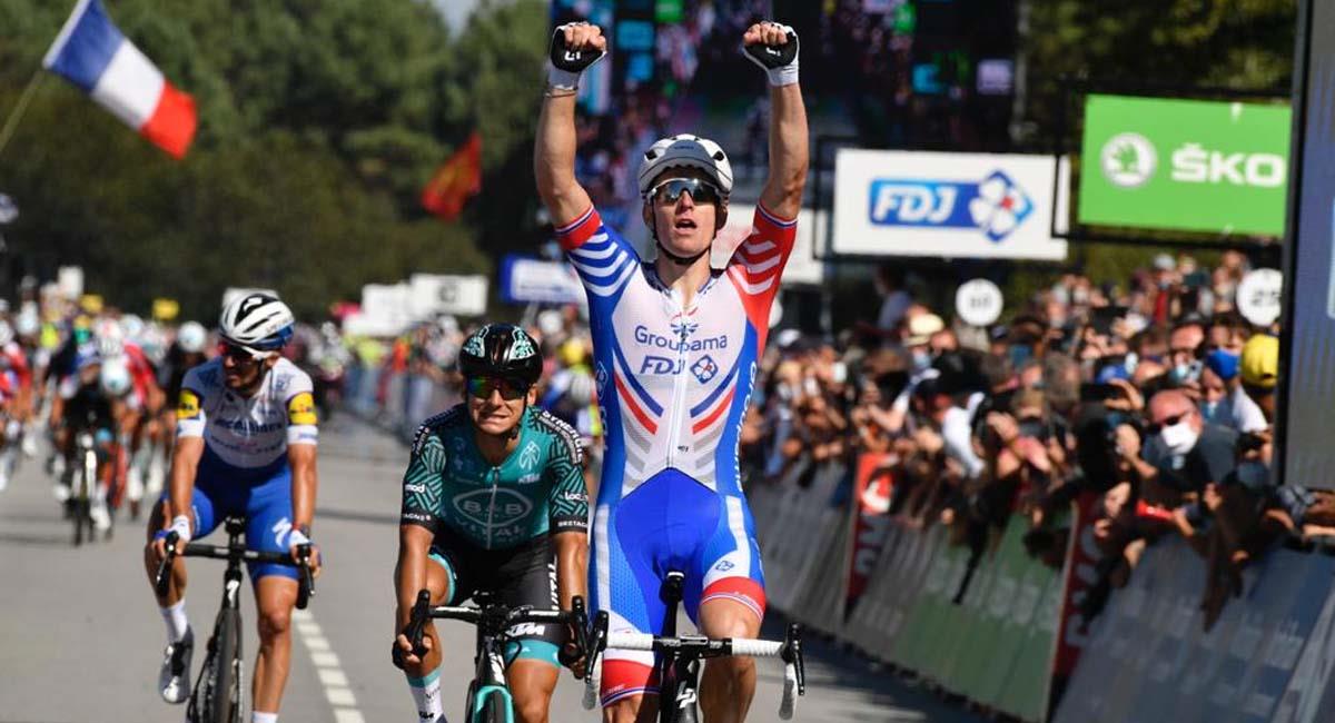 Arnaud Démare, durante el campeonato de ruta de Francia. Foto: Twitter / @GroupamaFDJ