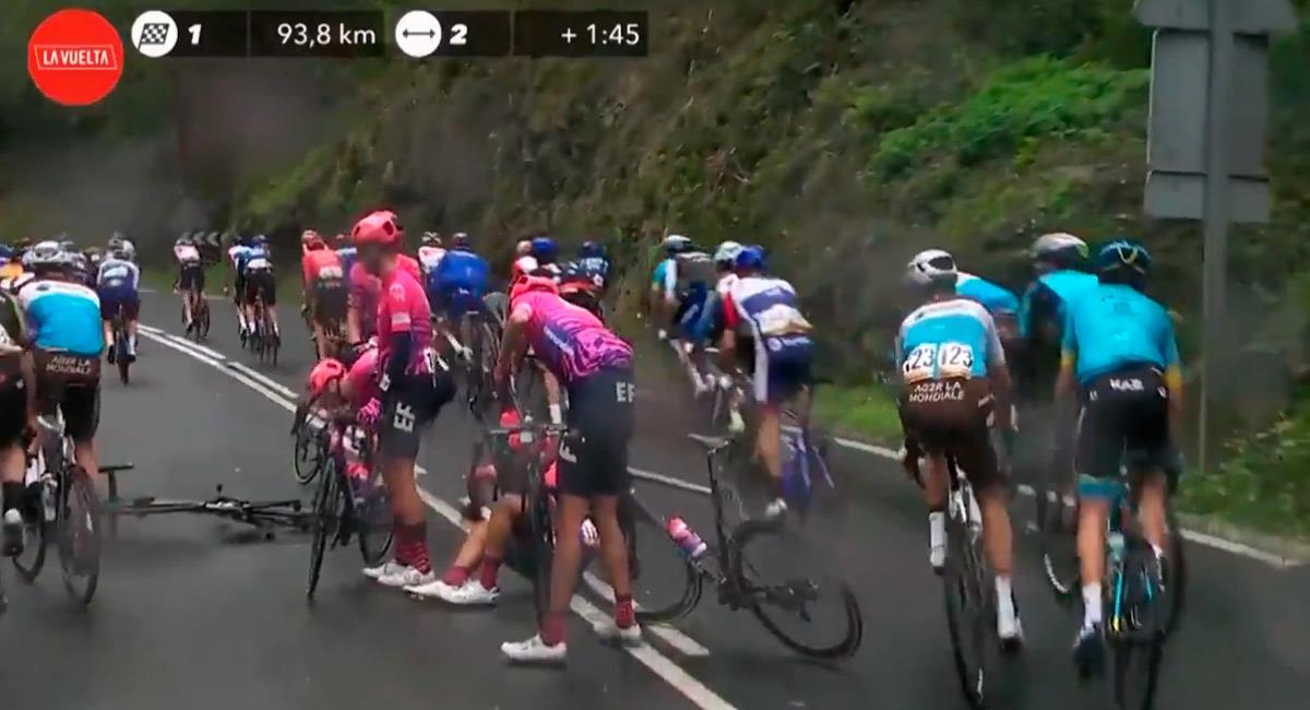 Debido a esta caída, Dani Martínez se retira de La Vuelta. Foto: Twitter @lavuelta