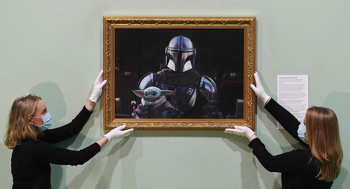 Un retrato de Mando y Baby Yoda ahora ocupa un espacio en el National Portrait Gallery de Londres. Foto: Twitter @DiscussingFilm