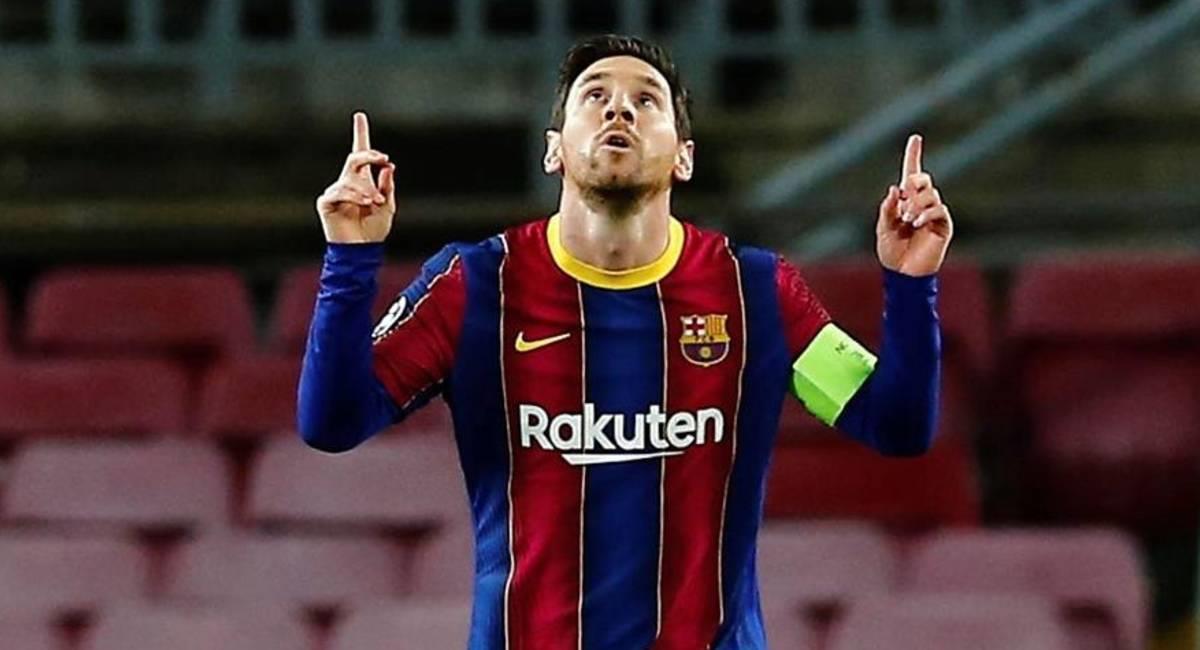 Lionel Messi en el partido ante Betis celebra su gol de penal. Foto: EFE