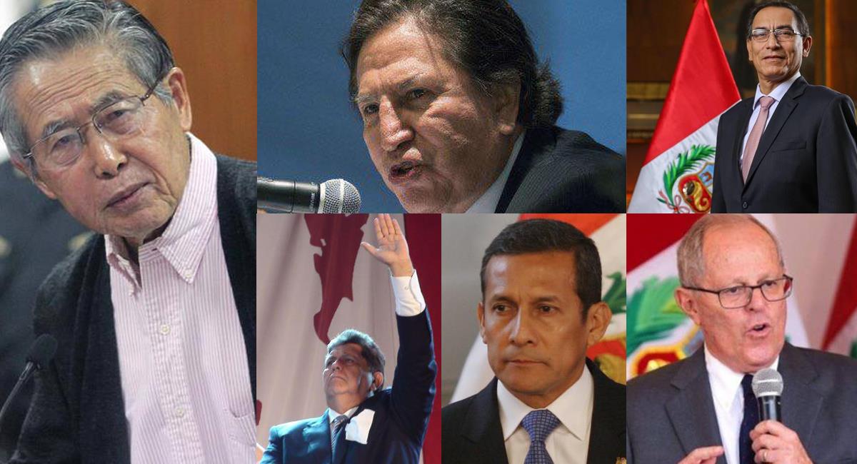 6 presidentes peruanos han tenido que abandonar sus cargos en los últimos años acusados de diferentes delitos. Foto: Facebook Alberto Fujimori/Alejandro Toledo/Ollanta Humala