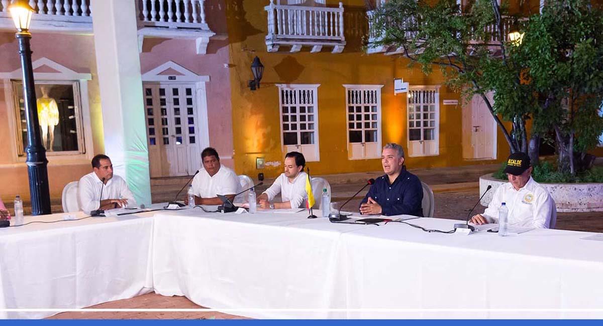 Iván Duque, durante una reunión liderada en Cartagena. Foto: Presidencia Colombia