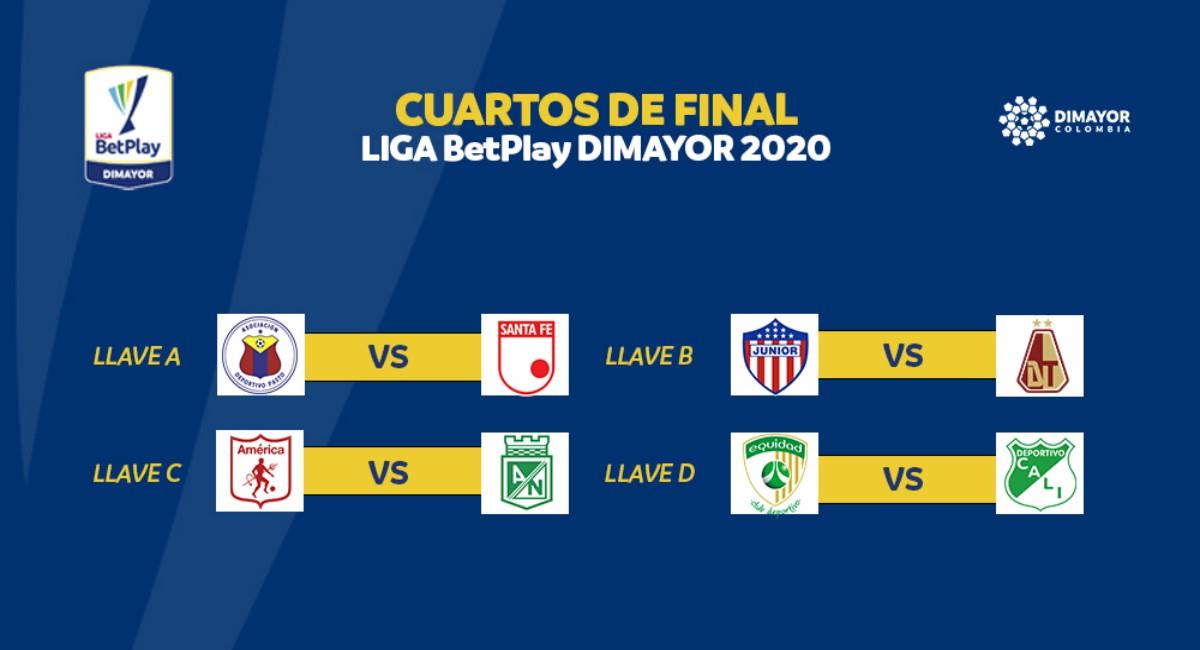 Definidos los partidos de cuartos de final de la Liga BetPlay. Foto: Twitter Prensa redes Dimayor.