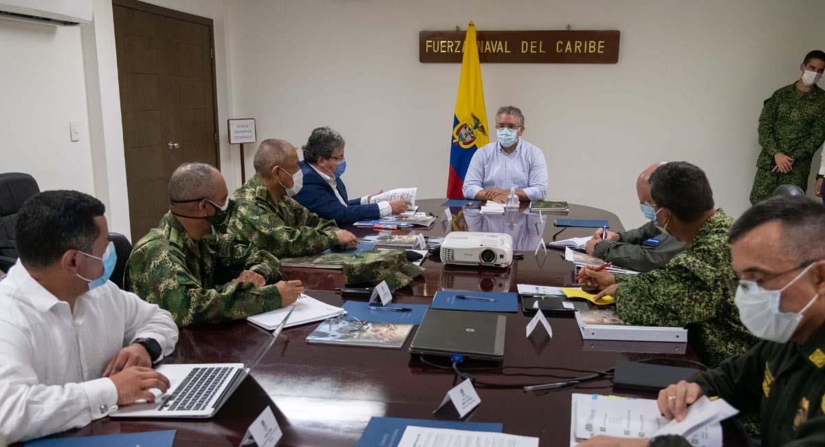 Iván Duque, durante un Consejo de Seguridad en Cartagena. Foto: Twitter / @IvanDuque