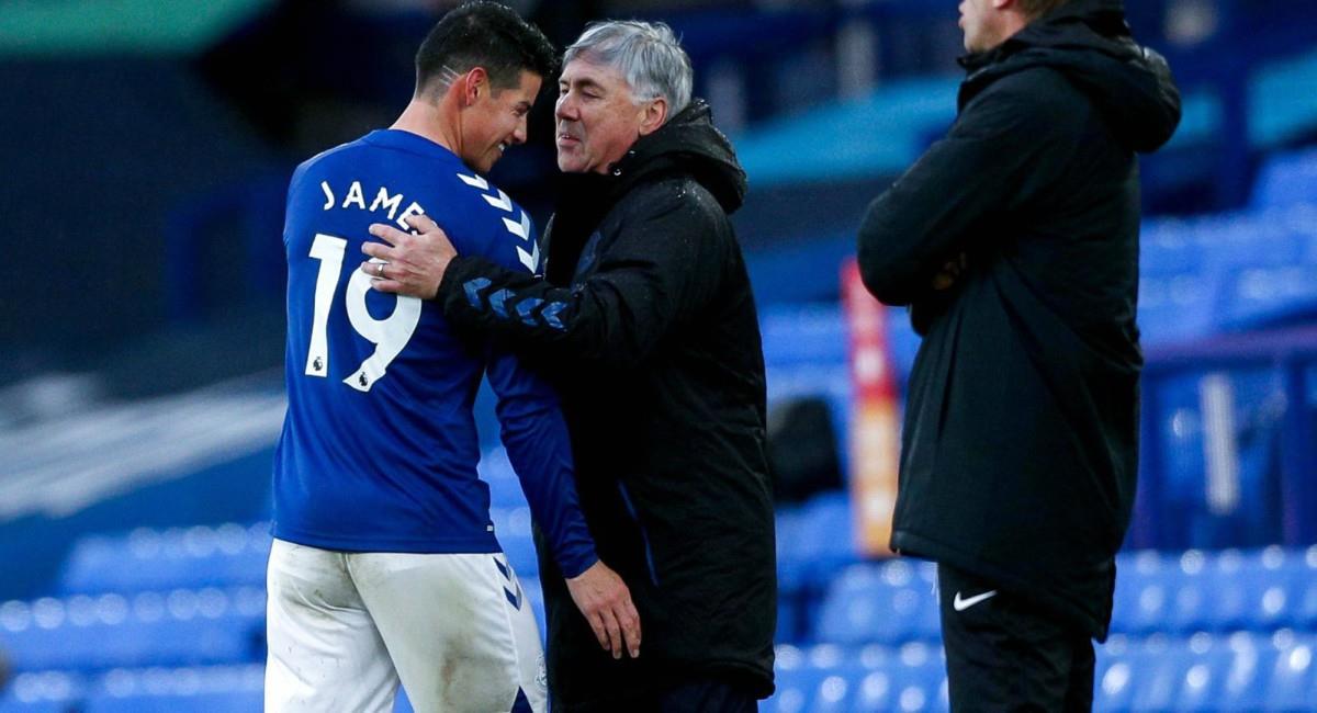 Ancelotti salió en defensa de James Rodríguez. Foto: Twitter Prensa redes Everton.