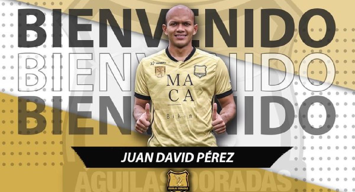 Juan David Pérez es nuevo jugador de Águilas Doradas. Foto: Twitter @AguilasDoradas