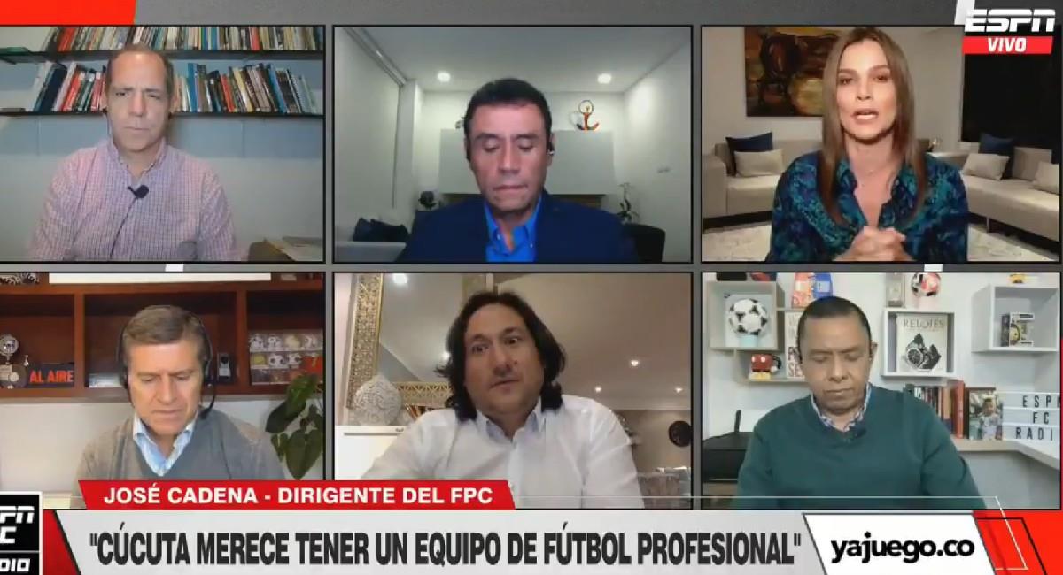 Momento de la entrevista a José Augusto Cadena en ESPN. Foto: Twitter @ESPNColombia