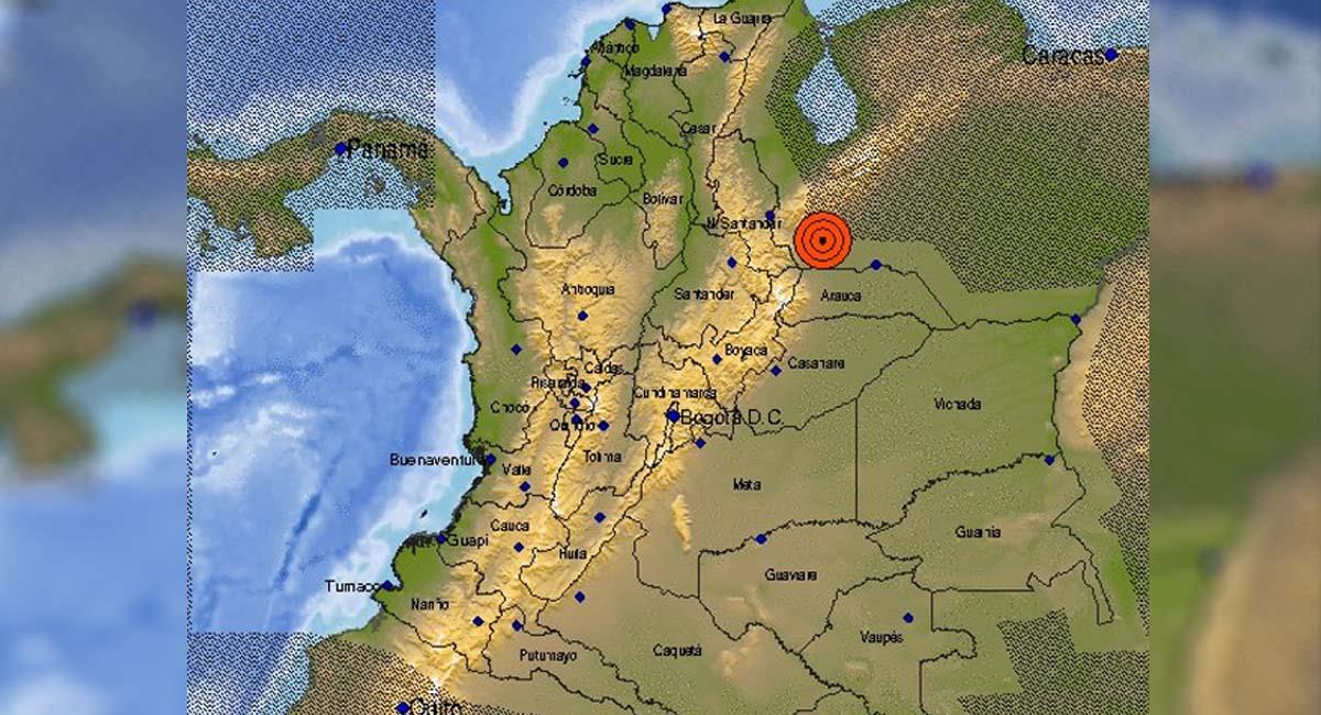 El sismo tuvo como epicentro la zona limítrofe entre Colombia y Venezuela. Foto: Twitter / @sgcol