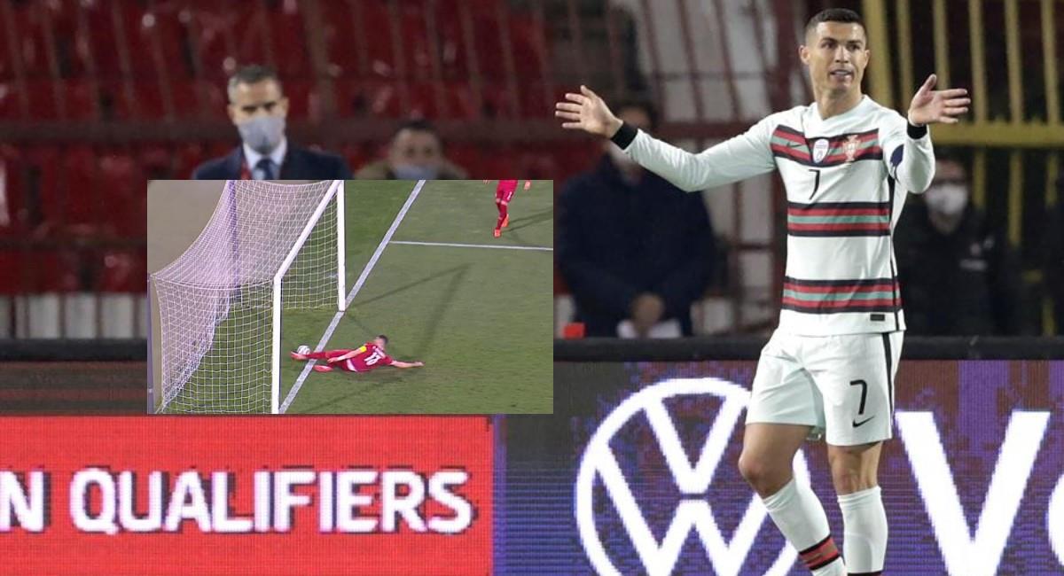Cristiano molesto por gol que no le validan. Foto: EFE