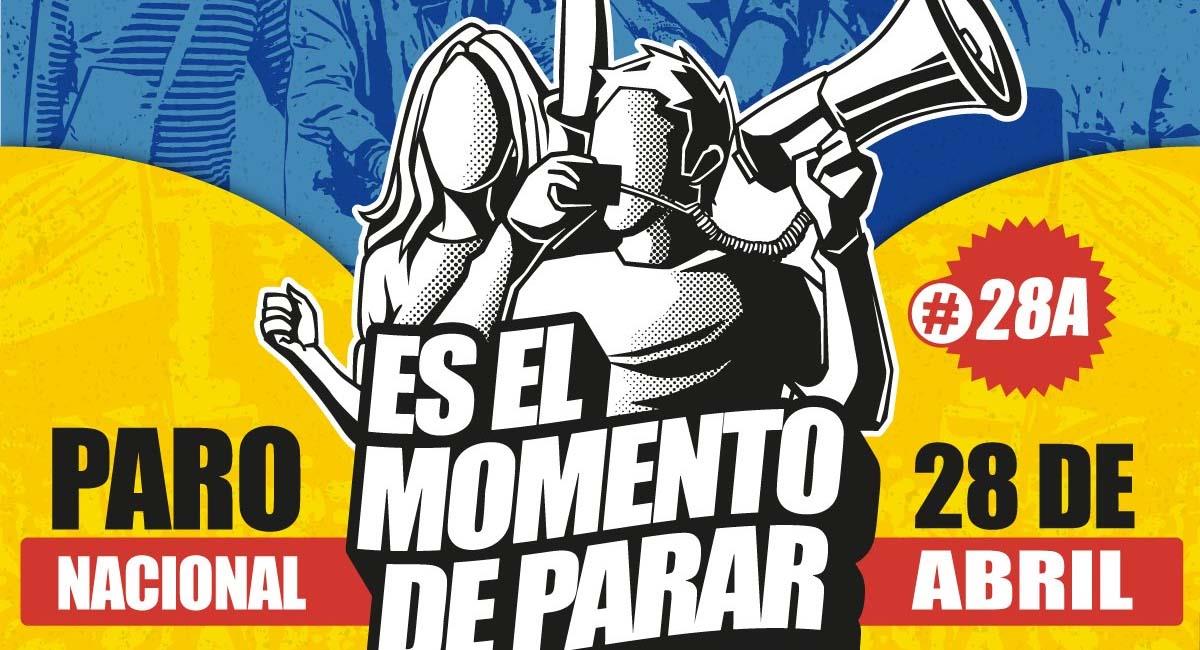 Afiche oficial de la convocatoria del Comité Nacional de Paro el próximo 28 de abril. Foto: Twitter / @cutcolombia
