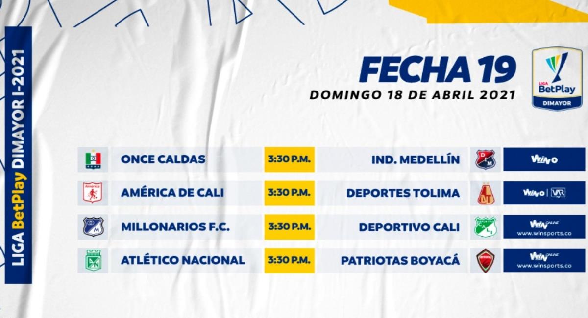 Siga en vivo los partidos de la fecha 19 de la Liga BetPlay. Foto: Twitter Prensa redes Dimayor.