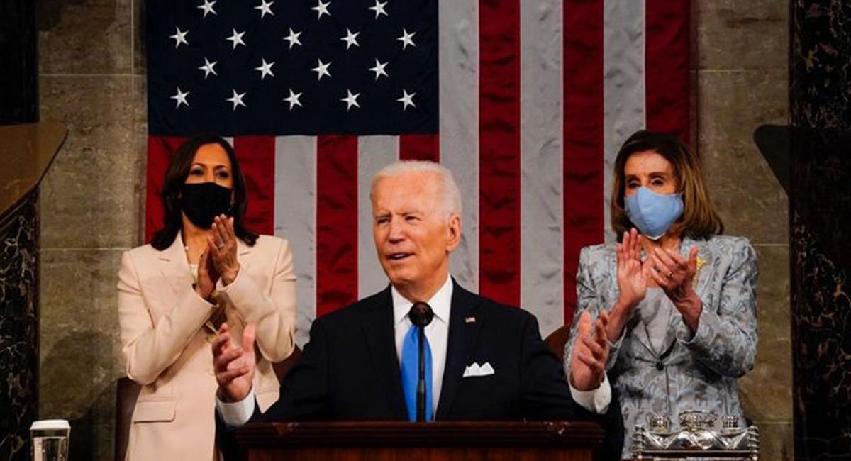 El presidente estadounidense Joe Biden dio un discurso ante el Congreso con motivo de sus 100 primeros días al frente del gobierno. Foto: Twitter @ChrisDJackson