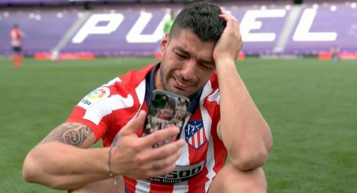 Luis Suárez desconsolado tras ser campeón con Atlético de Madrid. Foto: Twitter captura pantalla ESPN.