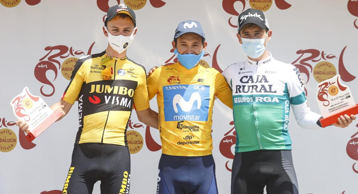 Miguel Ángel López, campeón de la Vuelta a Andalucía. Foto: Twitter @Movistar_Team / @PhotoGomezSport