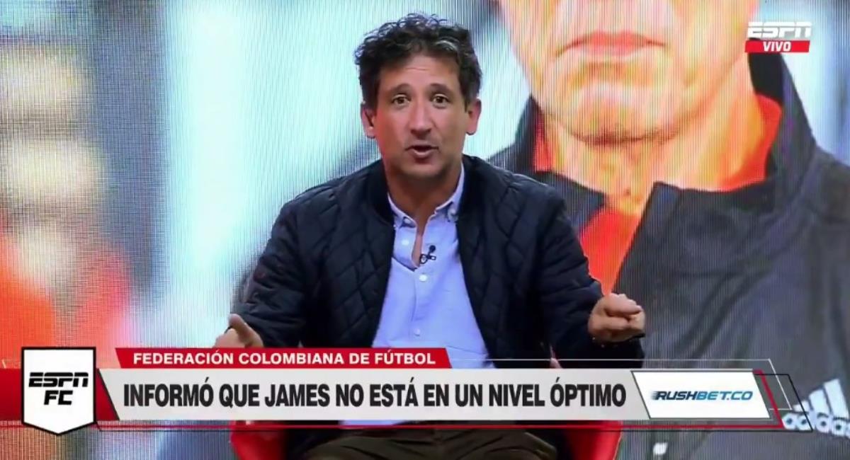 Fuerte crítica de Antonio Casale a James Rodríguez. Foto: Youtube captura pantalla ESPN.