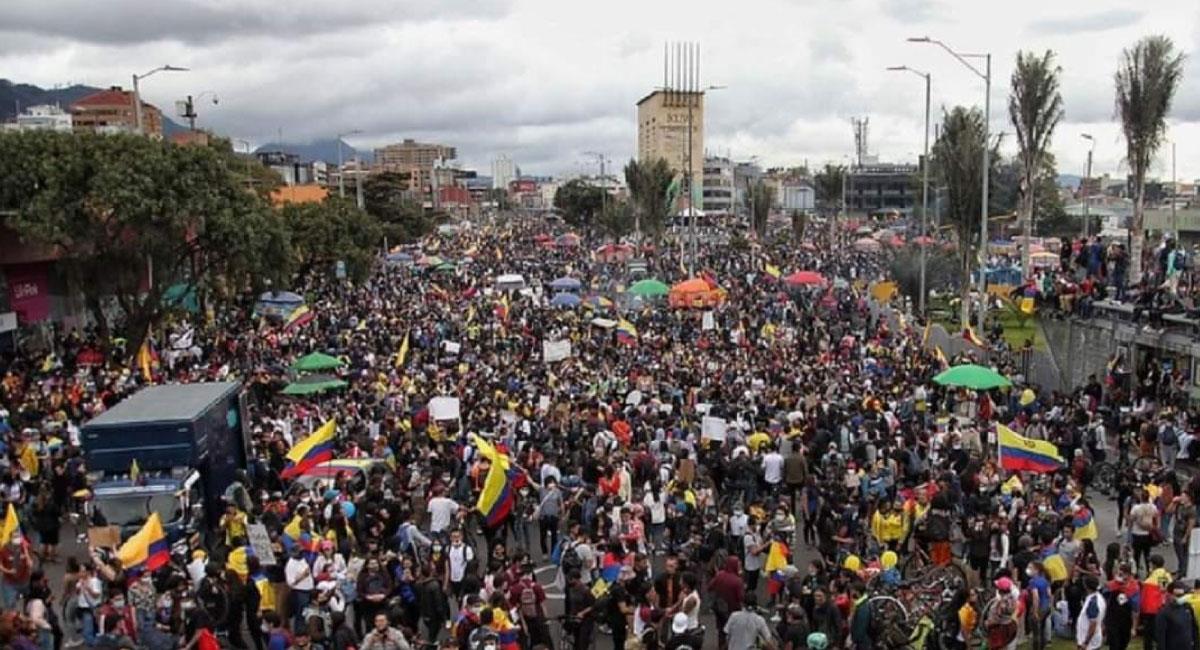 Marchas durante el Paro Nacional en Bogotá. Foto: Twitter @Ccajar