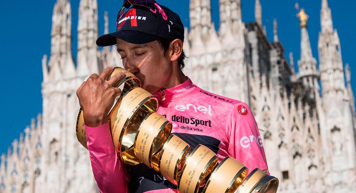 Egan Bernal conquistó el 30 de mayo el segundo título del Giro de Italia para Colombia. Foto: EFE