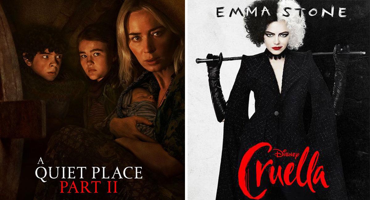 "A Quiet Place Part 2" y "Cruella" lograron grandes resultados en taquilla. Foto: Twitter @quietplacemovie y @cruella