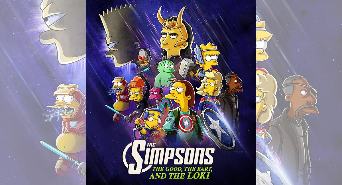 Así luce el cartel promocional del crossover entre "Los Simpson" y Marvel Studios. Foto: Twitter @disneyplus