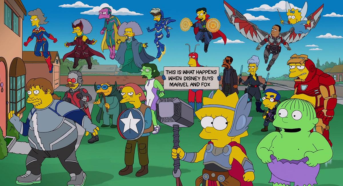 Así lucen algunos de los personajes de "Los Simpson" como héroes de Marvel. Foto: Twitter @disneyplus