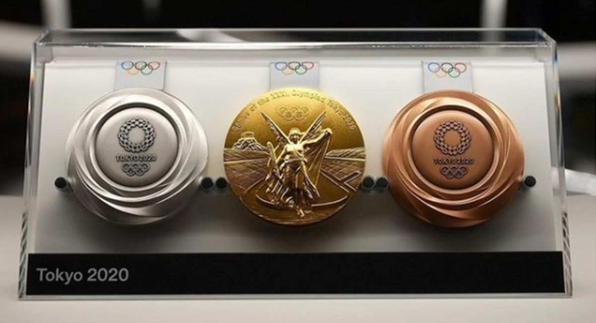 Medallas oro, plata y bronce hechas con material reciclado para la edición de los Juegos Olímpicos Tokio 2020. Foto: Instagram Redes Olympics