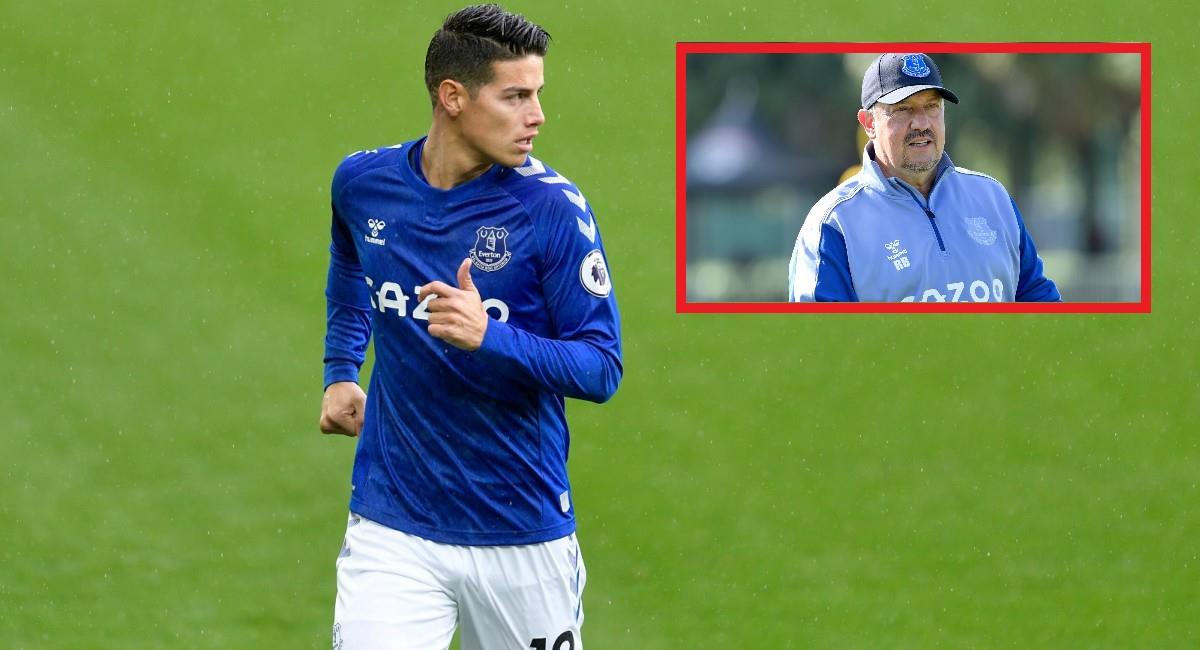 James y su indirecta a Benítez. Foto: Twitter Prensa redes Everton.