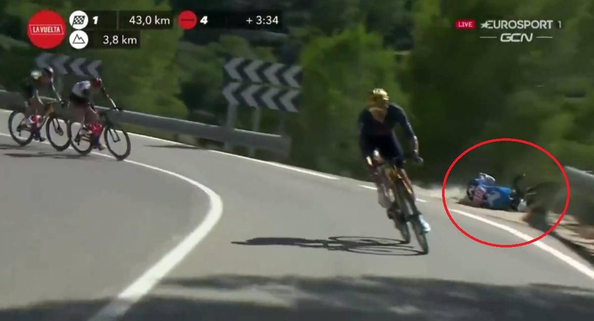 Alejandro Valverde se retiró de la Vuelta a España. Foto: Twitter Captura pantalla Euro Sports.
