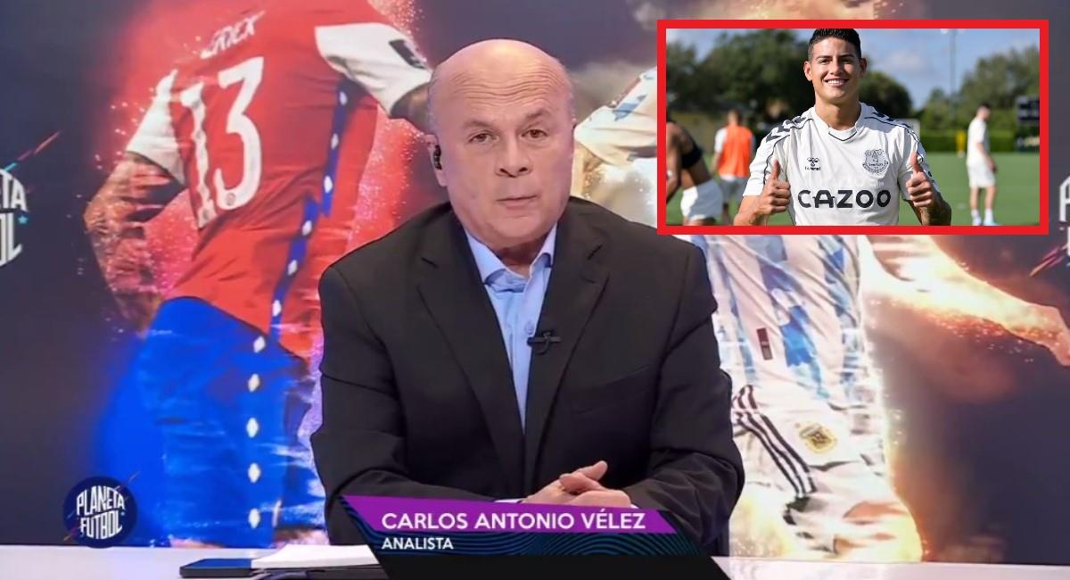 Carlos Antonio Vélez muy crítico con James. Foto: Twitter Captura pantalla Win Sports.