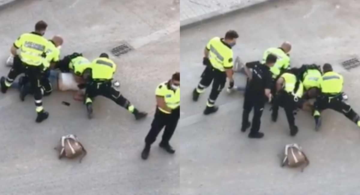 Un colombiano fue golpeado y por poco asfixiado por personal de seguridad del metro de Valencia, España. Foto: Twitter Captura de video @riveraaaaa_a