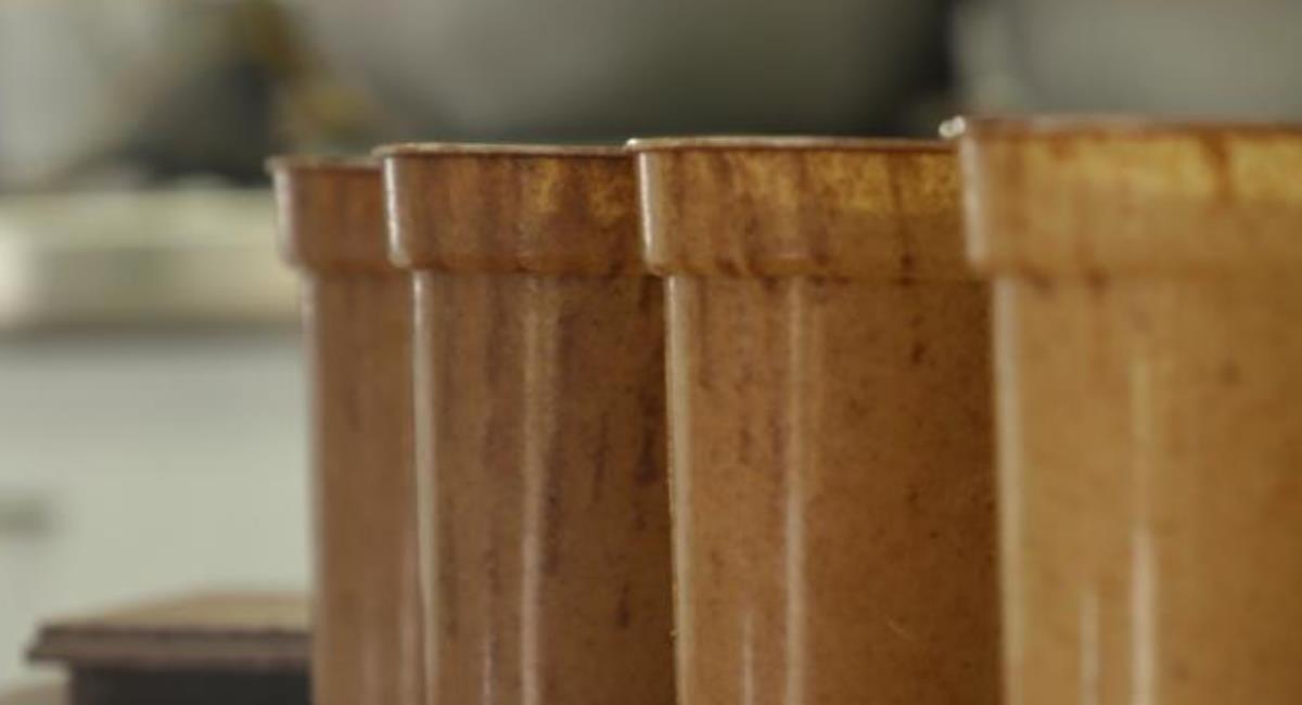 Vasos biodegradables fabricados con residuos de café. Foto: Alcaldía de Medellín
