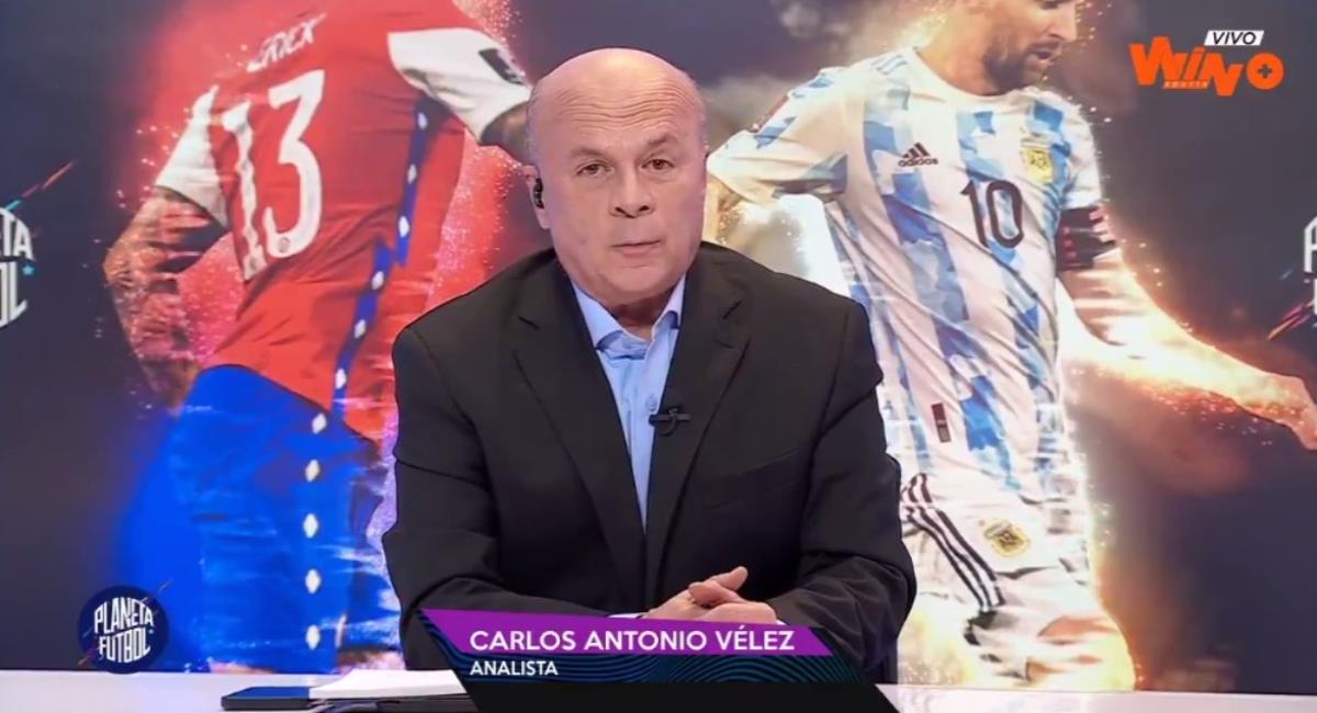 Carlos Antonio Vélez feliz con la caída de las redes sociales. Foto: Twitter Captura pantalla Win Sports.