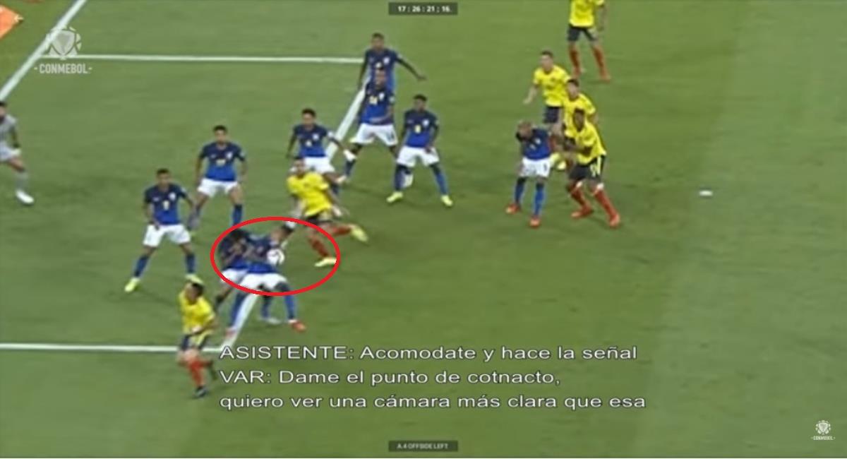 Conmebol reveló el audio del penal en el Colombia vs Brasil. Foto: Youtube Prensa redes Conmebol.