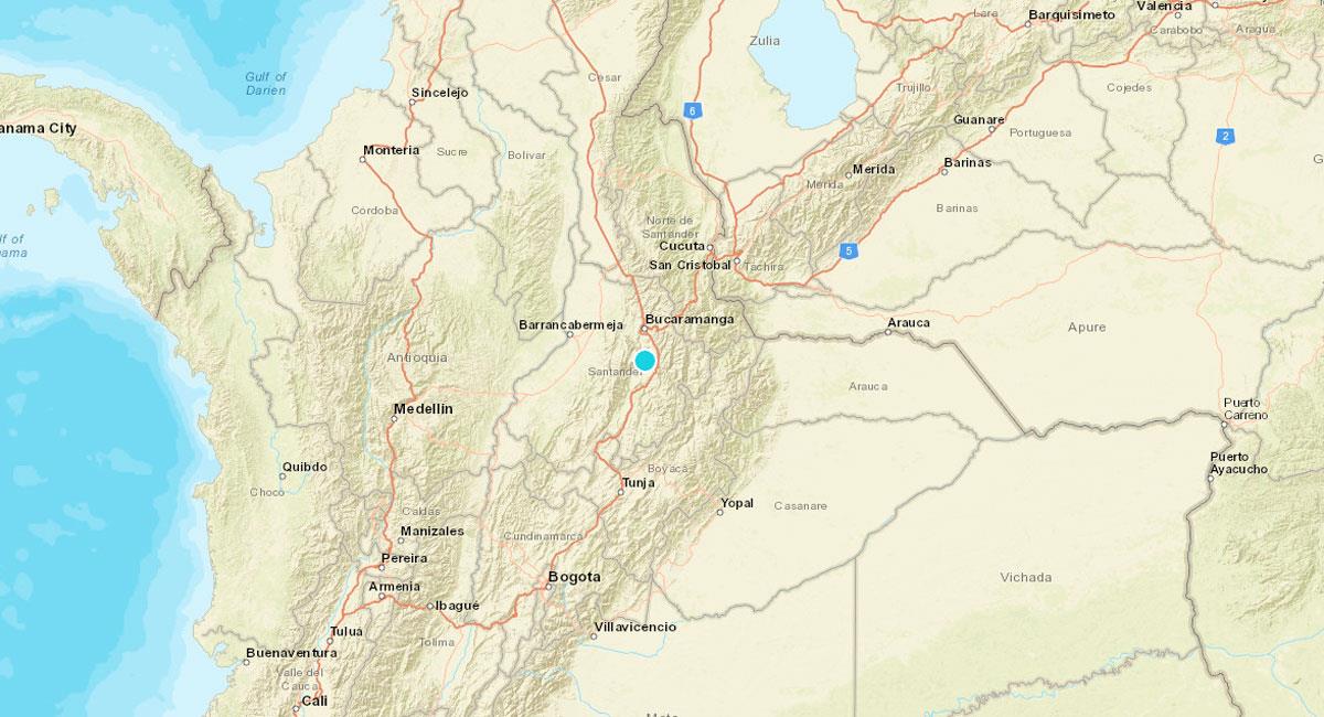 Temblor de 4.9 de magnitud sacude Santander, con epicentro en Los Santos (Metropolitana). Foto: Servicio Geológico Colombiano