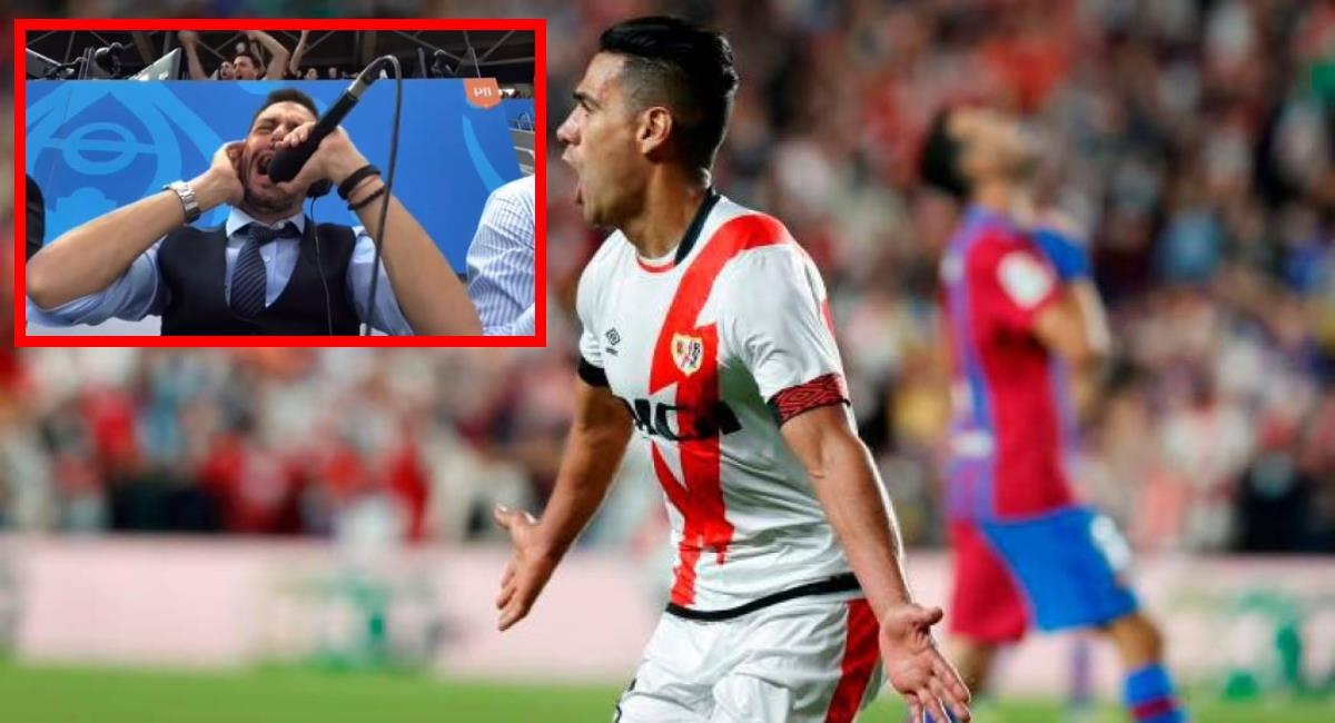 La emotiva narración de Giralt con el gol de Falcao al Barcelona. Foto: EFE
