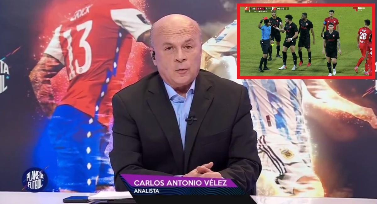 Carlos Antonio Vélez critica a James Rodríguez. Foto: Twitter Captura pantalla Win Sports.